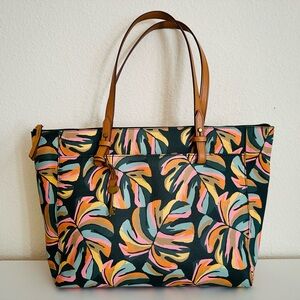 Fossil Multicolor Leaf Print Tote Bag